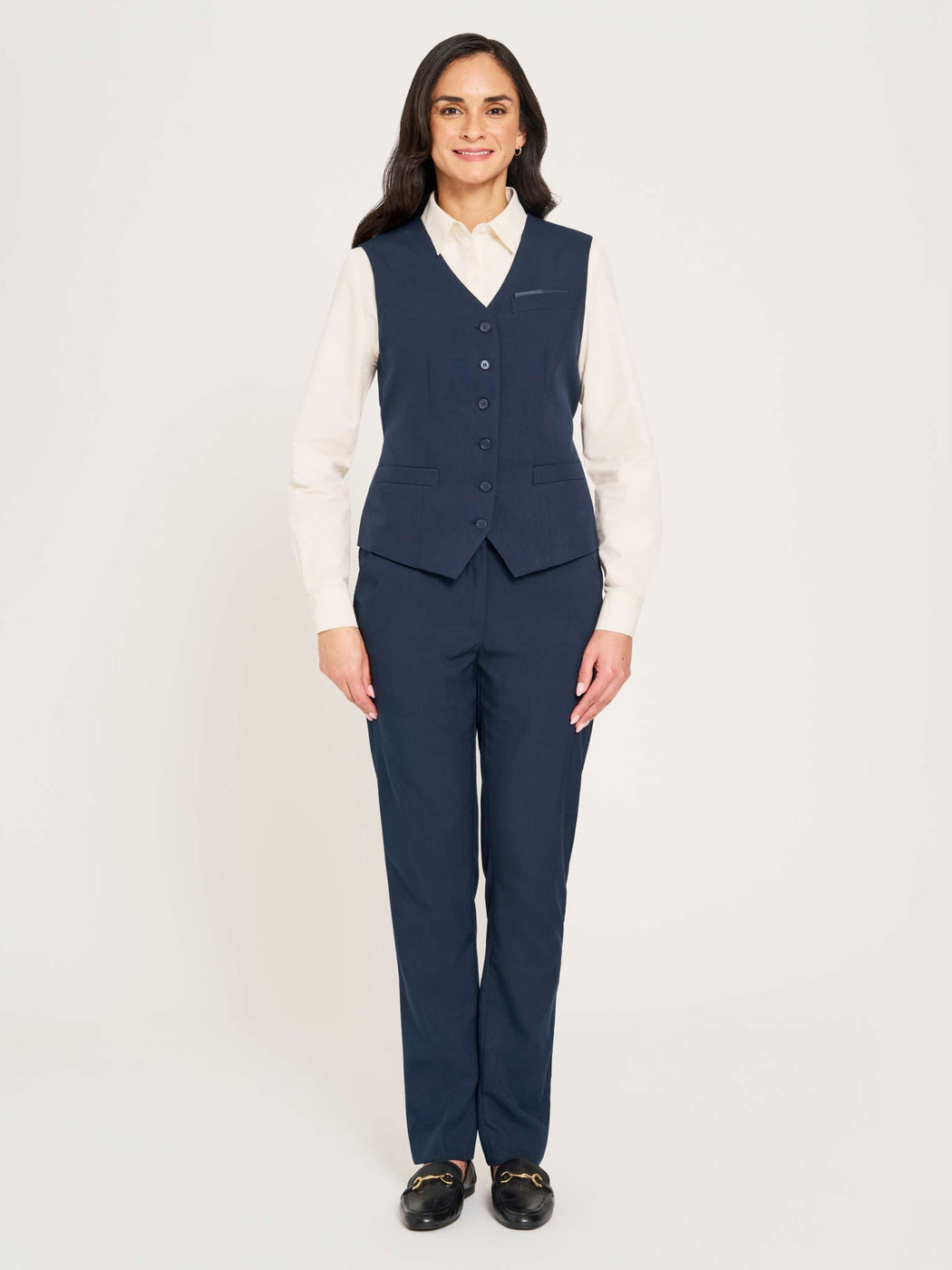 Ladies' 6-Button Vest - Navy