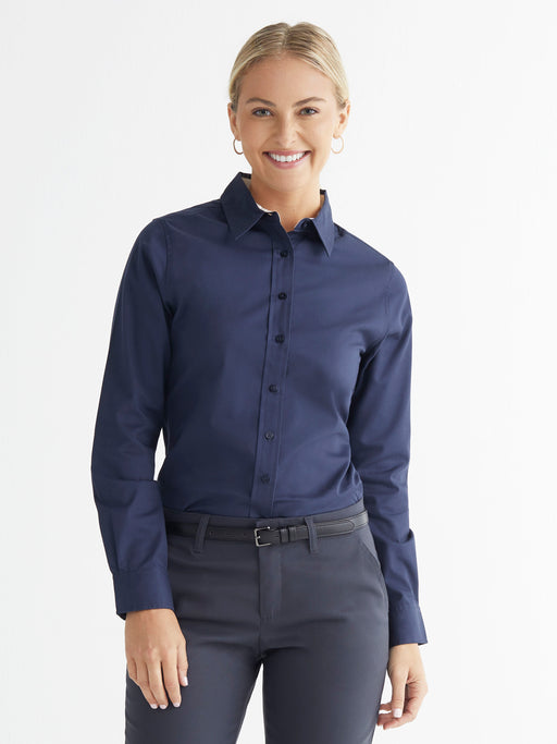 Ladies' Performance Button-Down Long Sleeve - Navy
