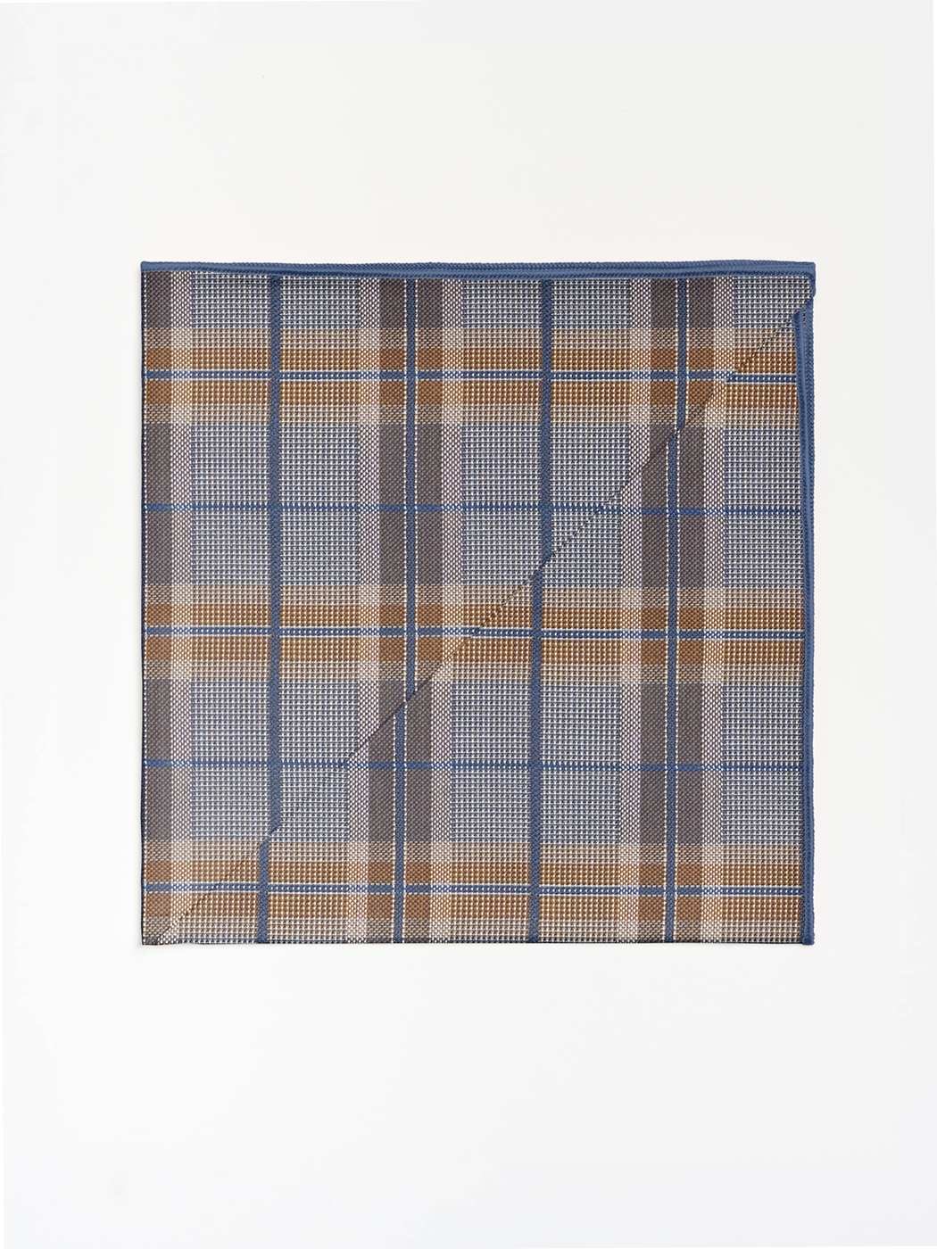 Madras Pocket Square - Blue/Mustard