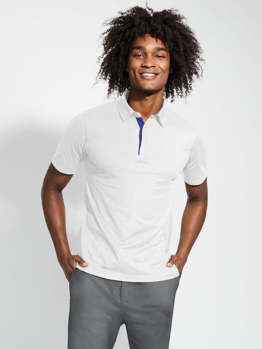 Men's Daniel Polo - White with Navy Trim