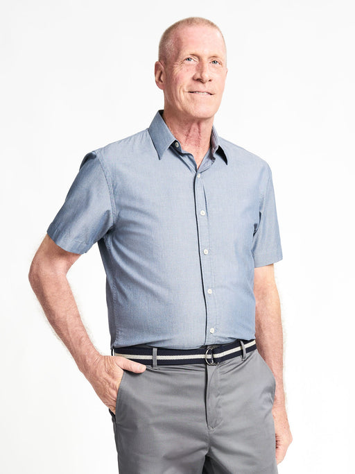Men's James Dress Short Sleeve Shirt in Blue Chambray