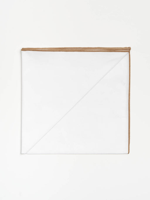 Sand Edged Pocket Square - White/Sand