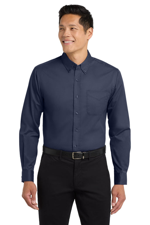 Men's Performance Button-Down Long Sleeve - Navy/Light Stone