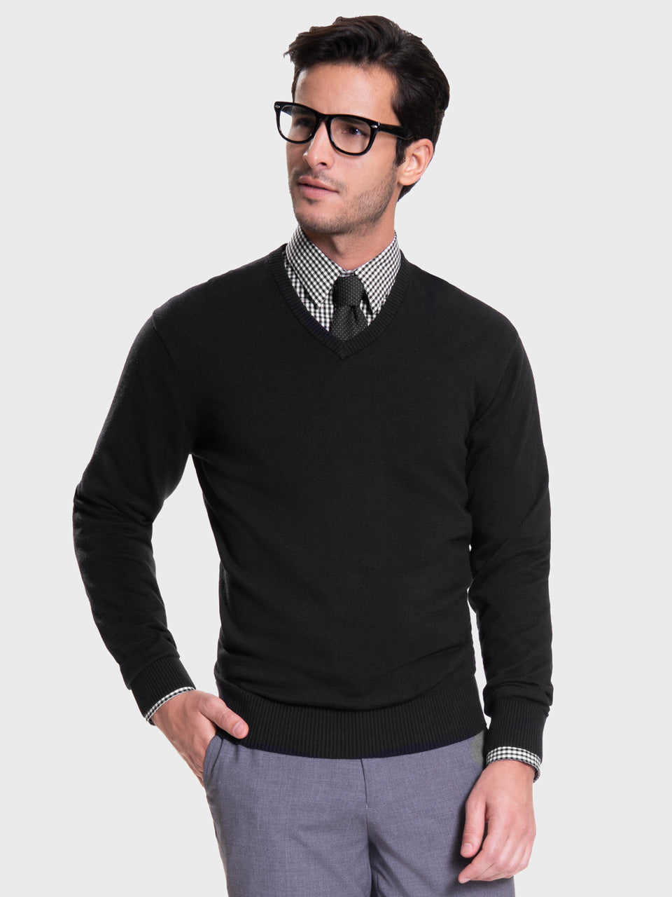 Men's V-Neck Sweater - Black