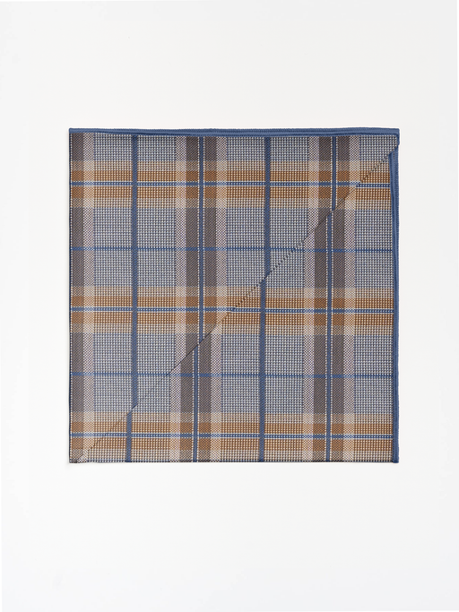 Madras Pocket Square - Blue/Mustard